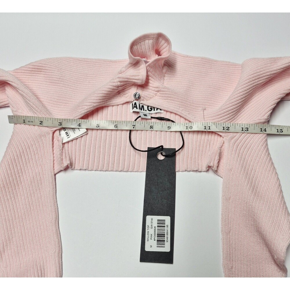 ​NWT I.AM.GIA Willow Knit Shrug Top Pink Medium Bolero Open Front Mock Neck NEW - Picture 9 of 9